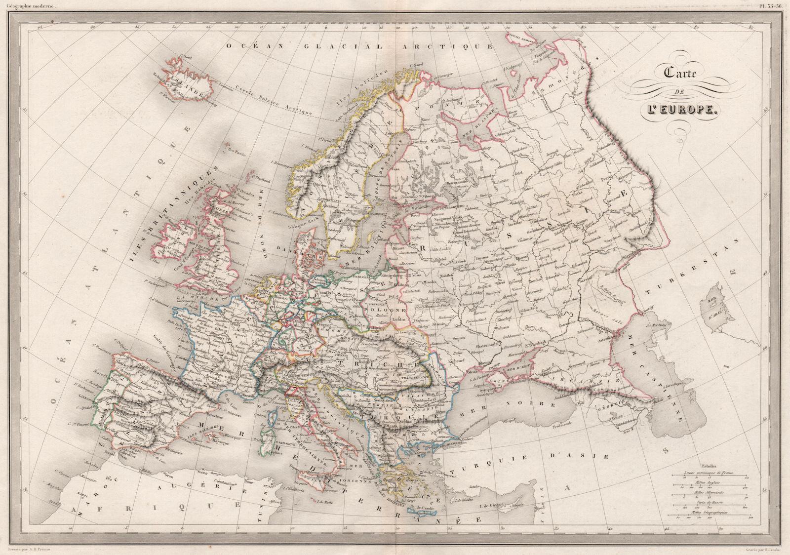 EUROPE POLITICAL. Carte de L' Europe. Original colour. MALTE-BRUN c1846 map